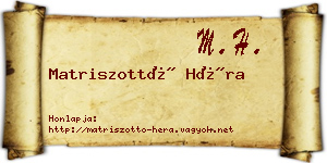 Matriszottó Héra névjegykártya